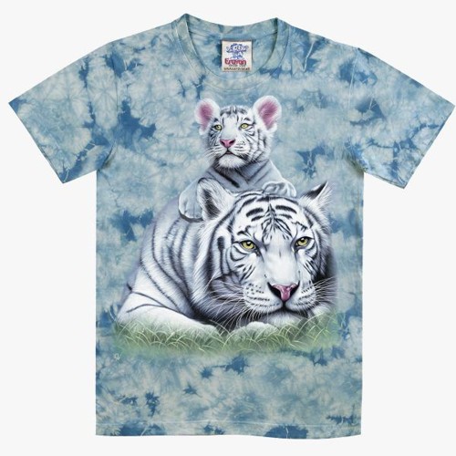 Tričko bílý tygr s mládětem K170