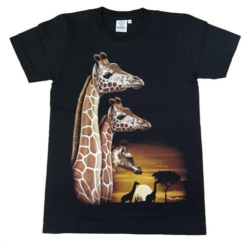 Tričko černé s žirafou 4351
