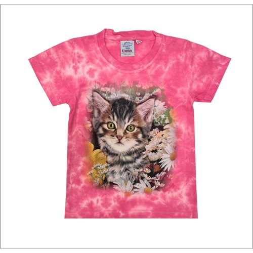 Tričko kotě s květy K195